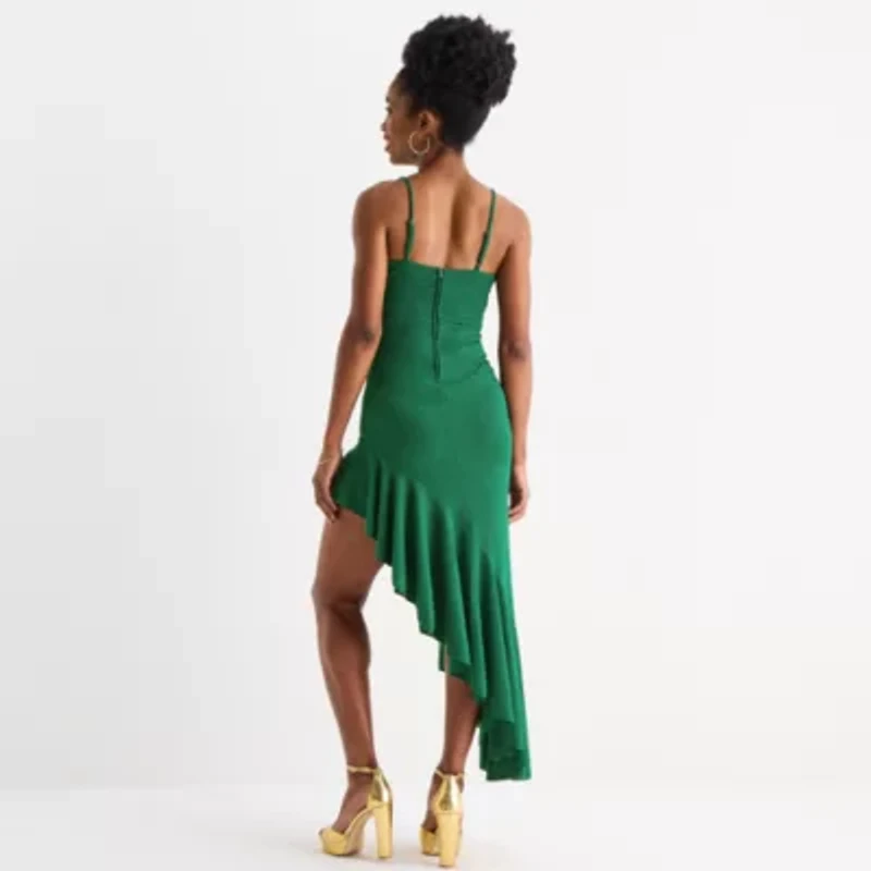 Emerald Sundae Womens Sleeveless High-Low Juniors Fit + Flare Dress