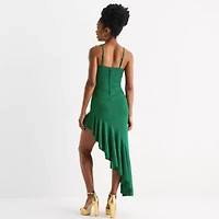 Emerald Sundae Womens Sleeveless High-Low Juniors Fit + Flare Dress