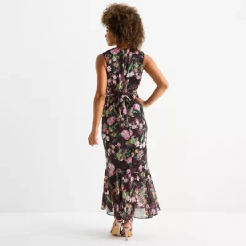 Danny & Nicole Womens Sleeveless Floral Maxi Dress