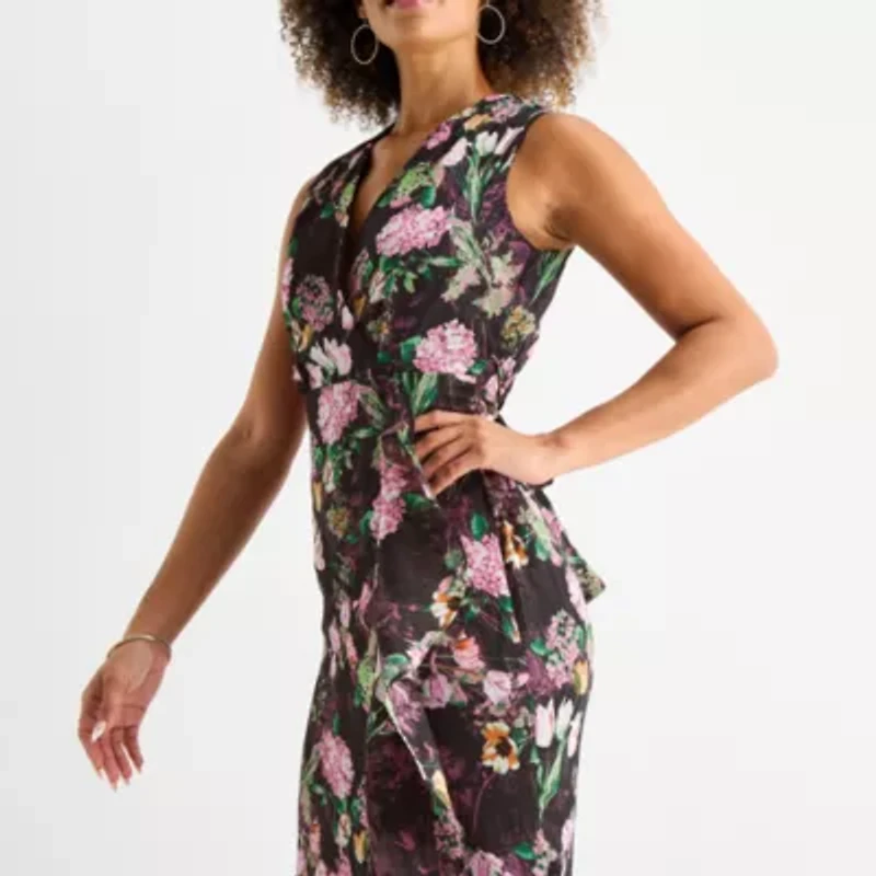 Danny & Nicole Womens Sleeveless Floral Maxi Dress