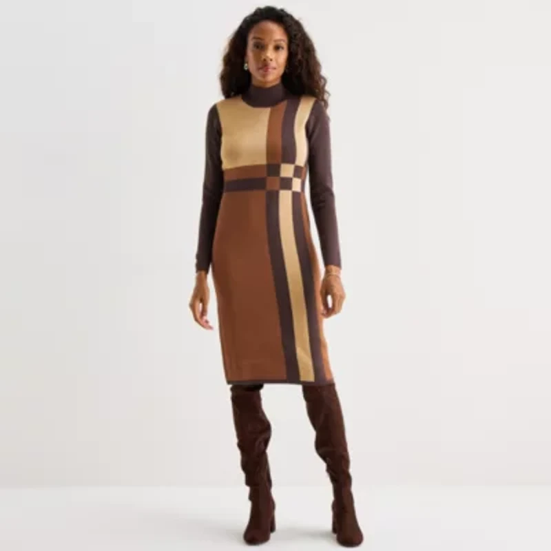 Danny & Nicole Womens Long Sleeve Sweater Dress