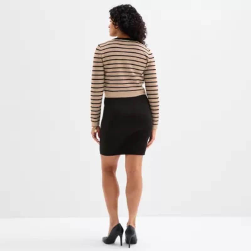 Melonie T Womens Sleeveless Striped Sweater Dress