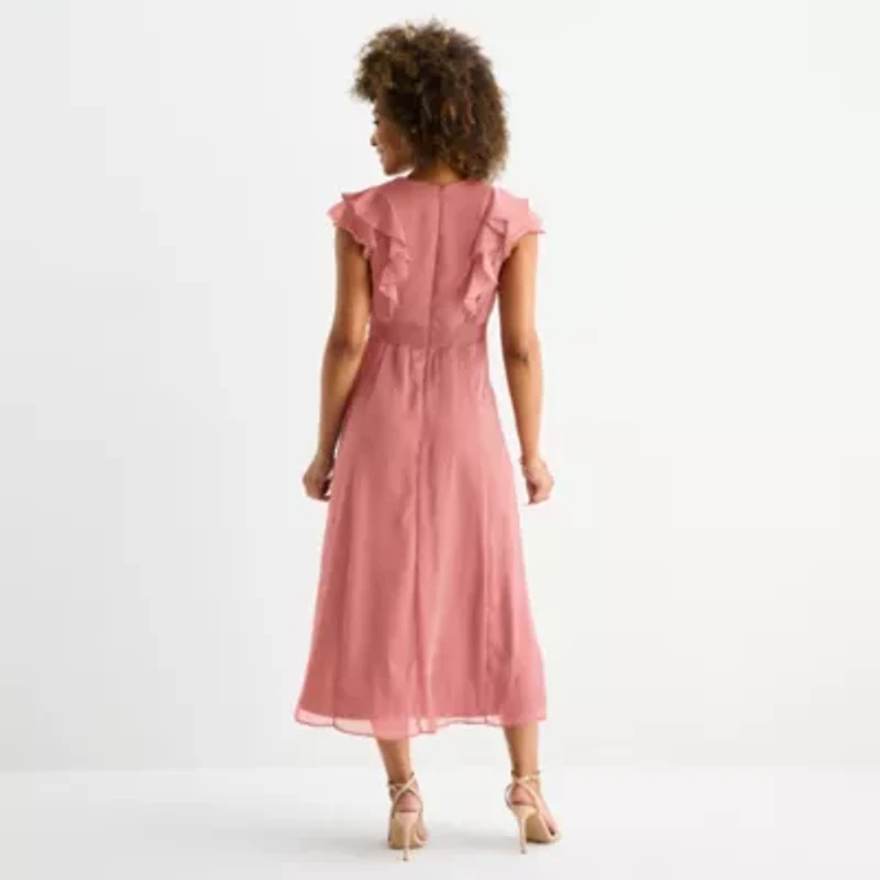 Danny & Nicole Womens Sleeveless Dots Fit + Flare Dress
