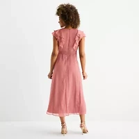 Danny & Nicole Womens Sleeveless Dots Fit + Flare Dress