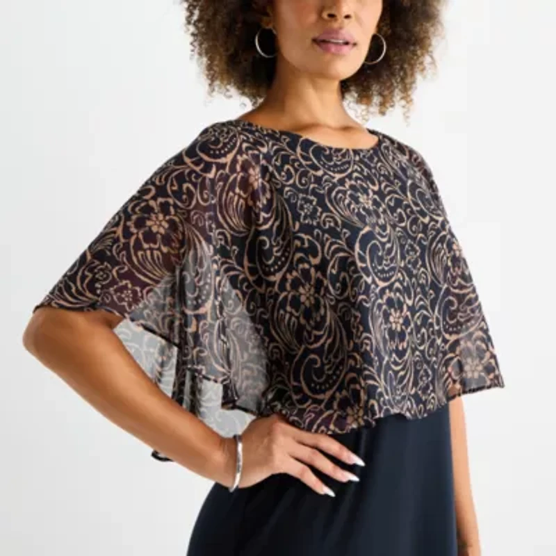 Connected Apparel Womens Short Sleeve Floral Sheath Dress