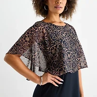 Connected Apparel Womens Short Sleeve Floral Sheath Dress