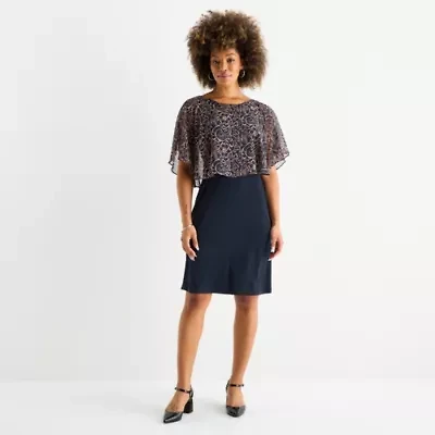 Connected Apparel Womens Short Sleeve Floral Sheath Dress