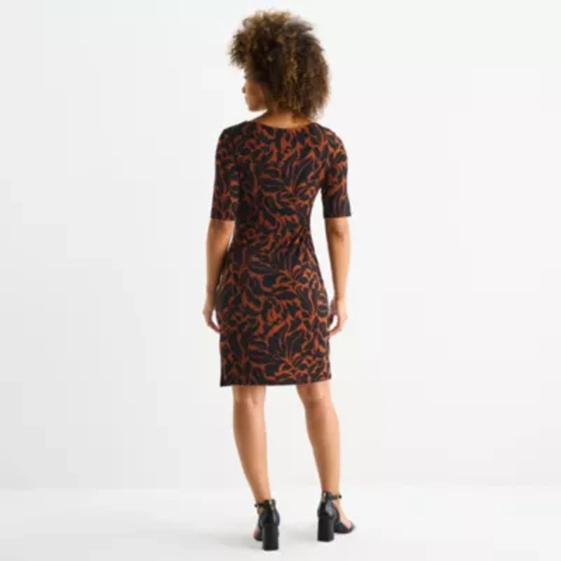 Connected Apparel Womens Short Sleeve Paisley Sheath Dress