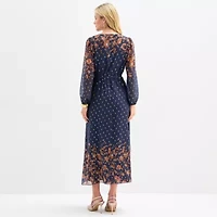 MSK Womens Long Sleeve Floral Maxi Dress