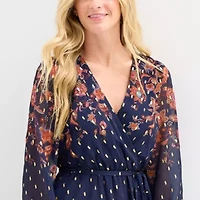 MSK Womens Long Sleeve Floral Maxi Dress