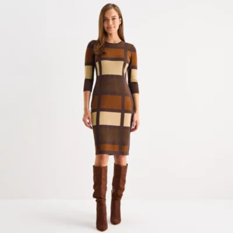 Danny & Nicole Womens Long Sleeve Sweater Dress