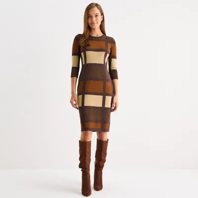 Danny & Nicole Womens Long Sleeve Sweater Dress