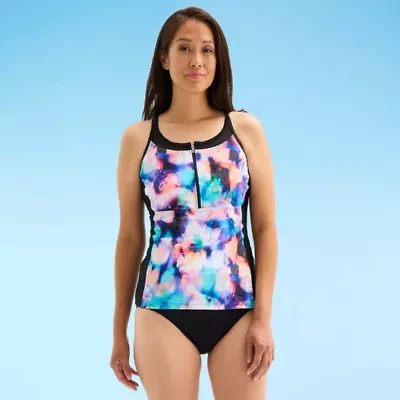 Free Country Womens Stretch Fabric Floral Tankini Swimsuit Top