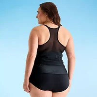 Free Country Womens Stretch Fabric Floral Plus Tankini Swimsuit Top