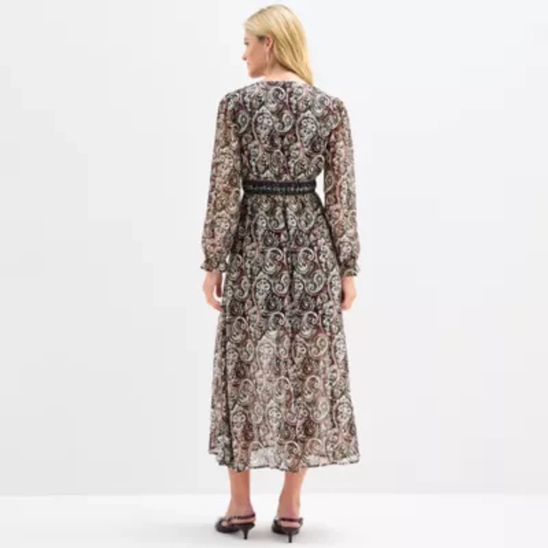Frye and Co. Womens Long Sleeve Floral Maxi Dress