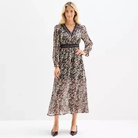 Frye and Co. Womens Long Sleeve Floral Maxi Dress