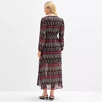 Frye and Co. Womens Long Sleeve Floral Maxi Dress