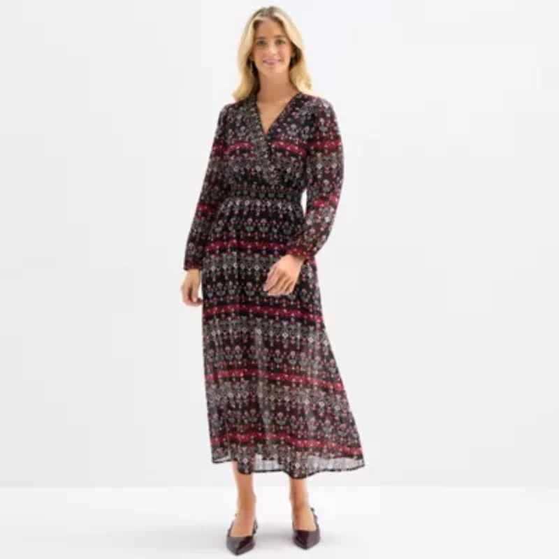 Frye and Co. Womens Long Sleeve Floral Maxi Dress