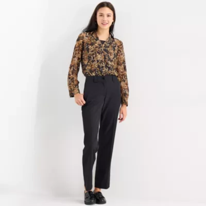 by&by Womens Long Sleeve Regular Fit Juniors Button-Down Shirt