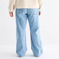 Arizona Womens Juniors Plus Low Rise Straight Leg Jean
