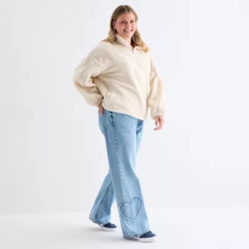 Arizona Womens Juniors Plus Low Rise Straight Leg Jean