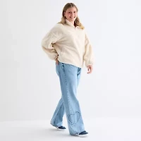 Arizona Womens Juniors Plus Low Rise Straight Leg Jean