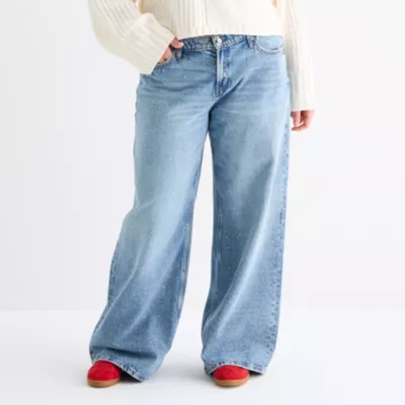 Arizona Straight Womens Juniors Low Rise Baggy Fit Jean