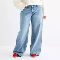 Arizona Straight Womens Juniors Low Rise Baggy Fit Jean