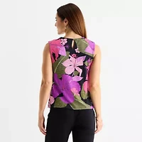 Liz Claiborne Womens Asymmetrical Neck Sleeveless Blouse