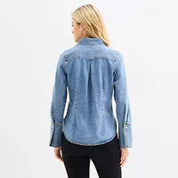 a.n.a Womens Easy-on + Easy-off Long Sleeve Regular Fit Button-Down Shirt