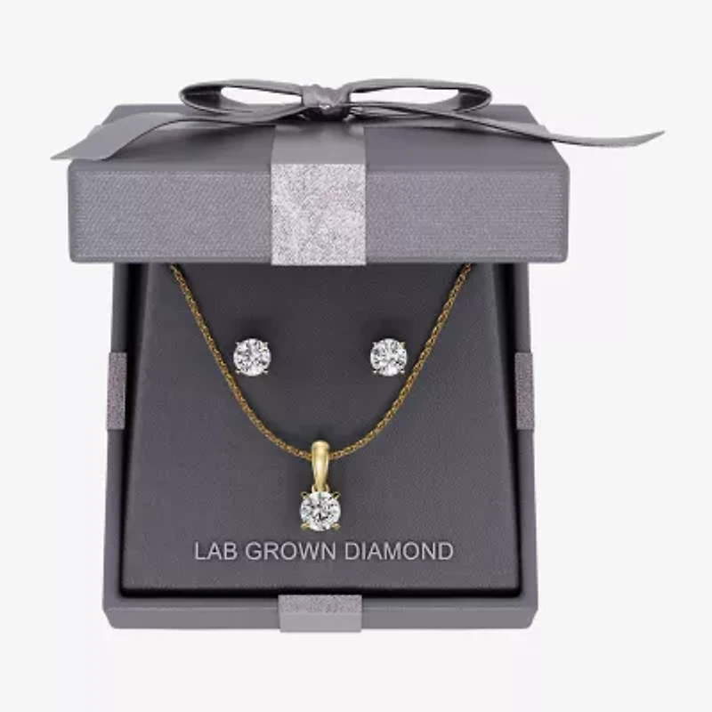 G, Si1-Si2 Womens 2 CT. Lab Grown White Diamond 14K Gold Over Silver 2-pc. Jewelry Set