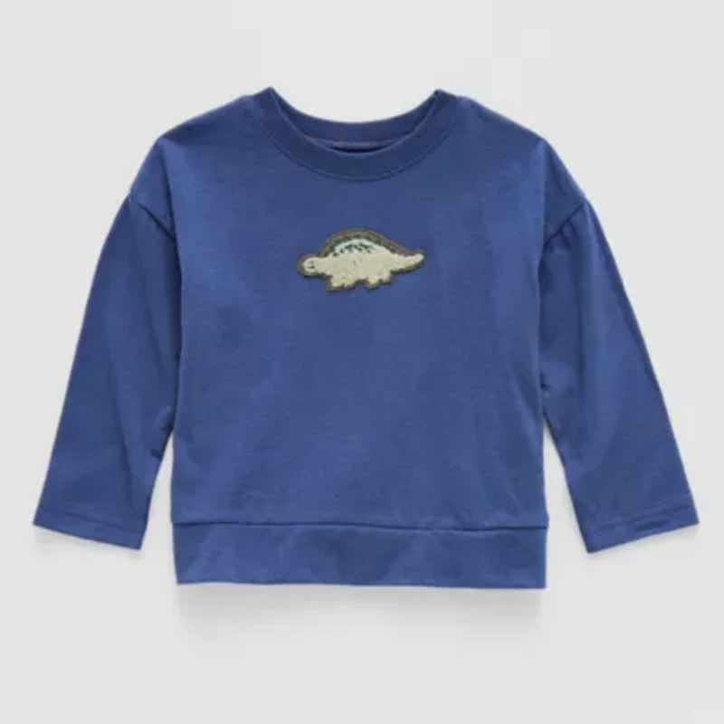 Okie Dokie Baby Boys Round Neck Long Sleeve Regular Fit Graphic T-Shirt