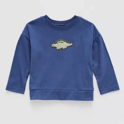 Okie Dokie Baby Boys Round Neck Long Sleeve Regular Fit Graphic T-Shirt