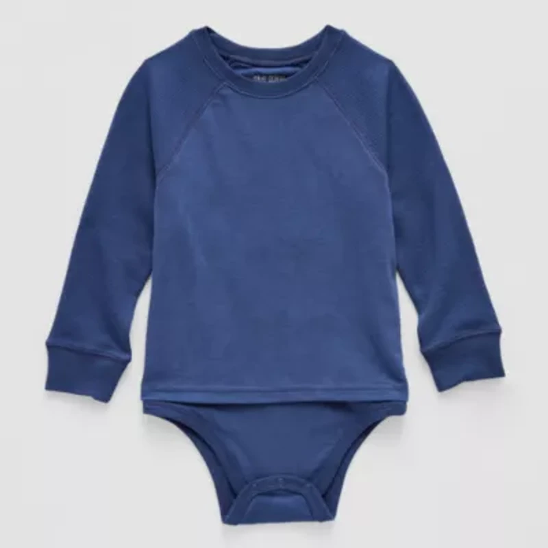 Okie Dokie Toddler Boys Hidden Access Opening Adaptive Crew Neck 3/4 Sleeve Bodysuit