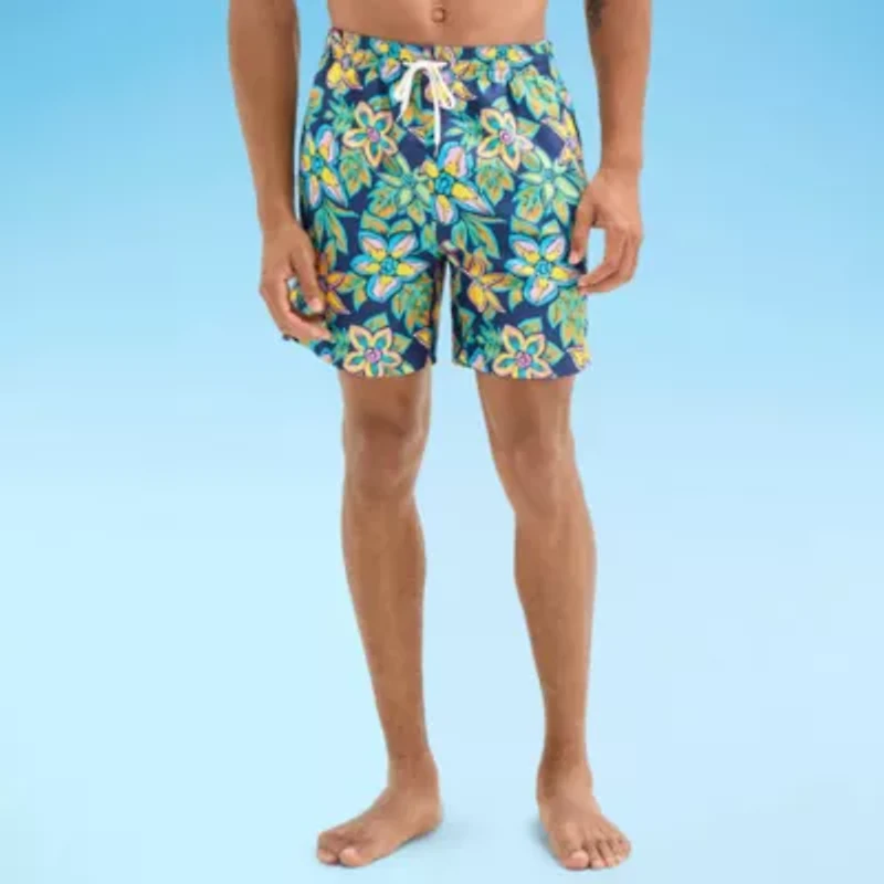 Burnside Mens Drawstring Waist Floral Swim Shorts