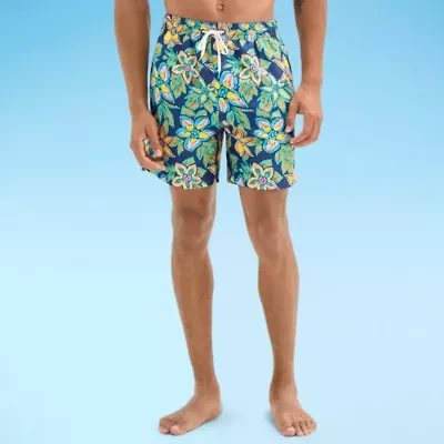 Burnside Mens Drawstring Waist Floral Swim Shorts