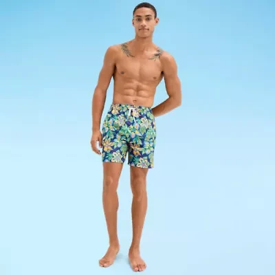 Burnside Mens Drawstring Waist Floral Swim Shorts