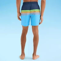 Burnside Mens Drawstring Waist Striped Swim Shorts