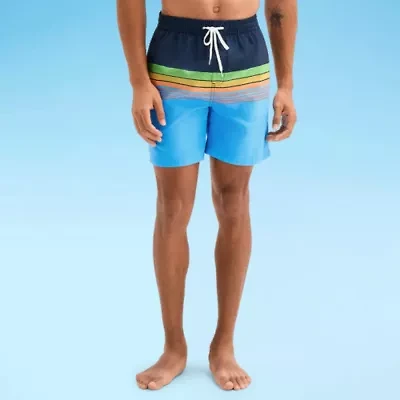 Burnside Mens Drawstring Waist Striped Swim Shorts