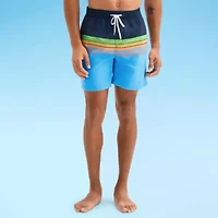 Burnside Mens Drawstring Waist Striped Swim Shorts