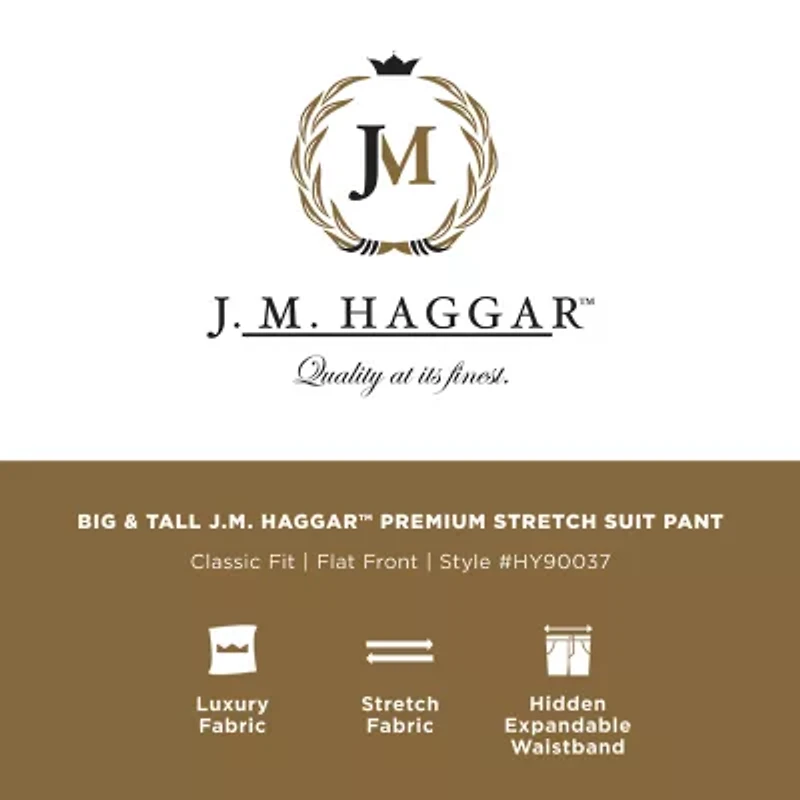 Haggar J.M. Mens Big and Tall Plaid Flat Front Suit Pant