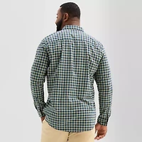 St. John's Bay Everyday Stretch Mens Long Sleeve Cuffed Slim Fit Tall Button-Down Shirt