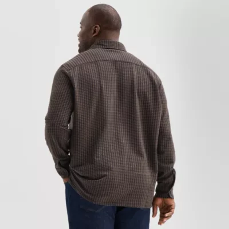Shaquille O'Neal XLG Knit Mens Long Sleeve Regular Fit Big and Tall Button-Down Shirt