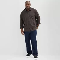 Shaquille O'Neal XLG Knit Mens Long Sleeve Regular Fit Big and Tall Button-Down Shirt
