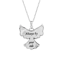 Sterling Silver Mother Of Pearl and Crystal Angel Pendant Necklace