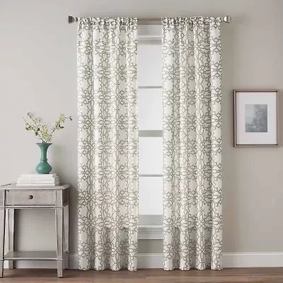 CHF Lotus Harmony Rod Pocket Light-Filtering Single Curtain Panel