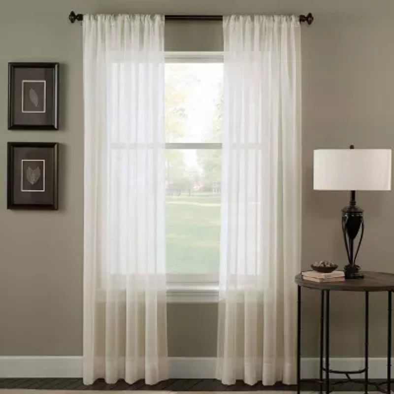 CHF Trinity Crinkle Voile Rod Pocket Sheer Single Curtain Panel
