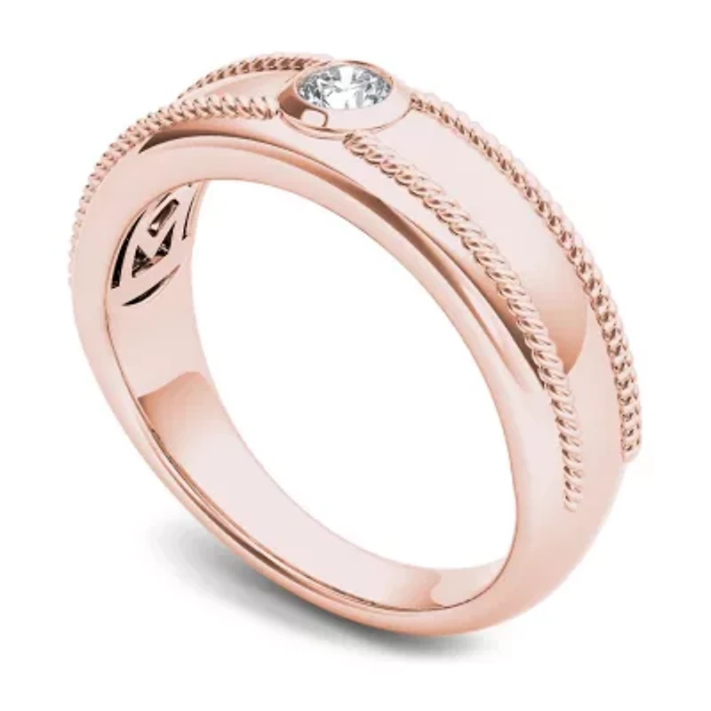 Mens 3.5MM 1/5 CT. Natural White Diamond 14K Gold Wedding Band