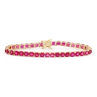 Womens Lead Glass-Filled Red Ruby 14K Gold Over Silver 7.25 Inch Tennis Bracelet