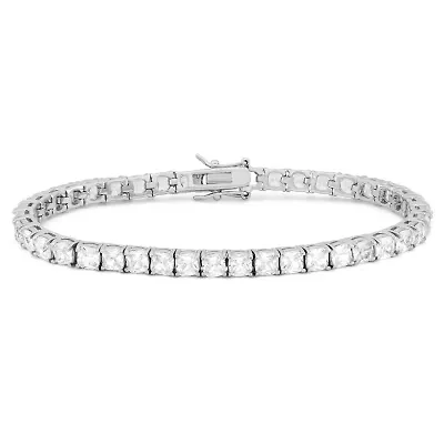 Womens Lab Created White Sapphire Sterling Silver Inch Tennis Bracelet